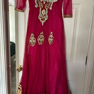 Elegant Pink and Gold Kids Dress